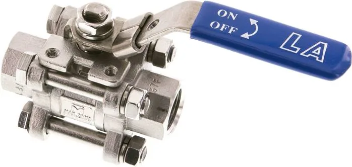 KH 123 ES E, 3dílný kulový kohout z nerezové oceli, G 1/2", 0 až 63 bar