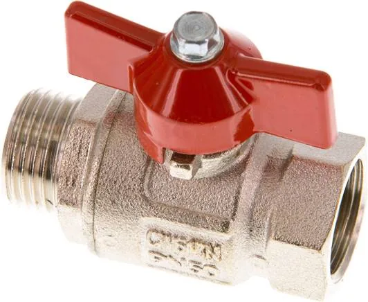 KH 12 B IA KN, Mosazný kulový kohout, krátký, G 1/2" (AG/IG), -0,9 až 50 bar