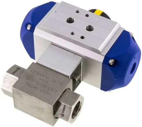 KH 12 HD P FS ES, Pneumatický vysokotlaký kulový kohout, Pružina – zavírající, G 1/2", Nerezová ocel 1.4571