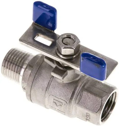 KH 12 IA ES E KN, Kulový kohout z nerezové oceli, lehký, R 1/2" / Rp 1/2", 0 až 63 bar
