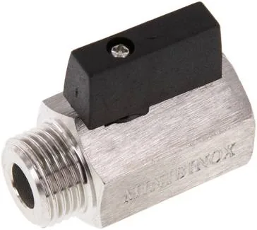 KH 12 MKIA ES, Kulový kohout z nerezové oceli miniaturní G 1/2" vnitřní závit/Vnější závit, PN 25