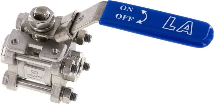 KH 143 ES E, 3dílný kulový kohout z nerezové oceli, G 1/4", 0 až 63 bar