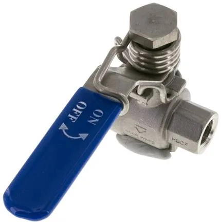 KH 14 FS ES, Kulový kohout z nerezové oceli, Rp 1/4", -0,9 až 63 bar, s uzavírací pružinou