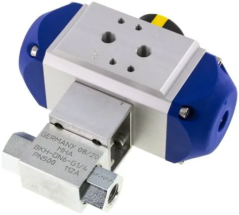 KH 14 HD P, Pneumatický vysokotlaký kulový kohout, dvojčinný, G 1/4", Ocel pozinkovaná