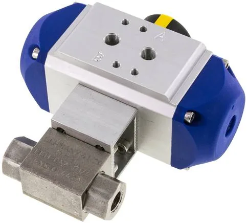 KH 14 HD P ES, Pneumatický vysokotlaký kulový kohout, dvojčinný, G 1/4", Nerezová ocel 1.4571