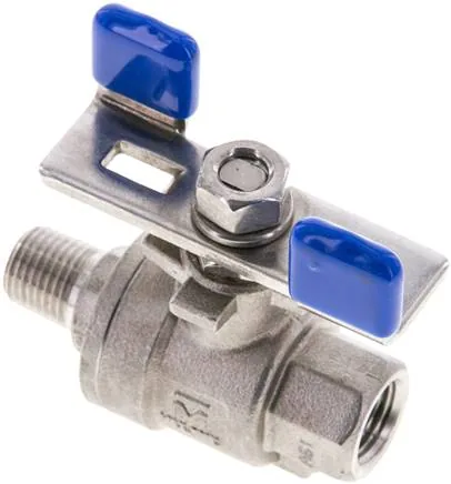 KH 14 IA ES E KN, Kulový kohout z nerezové oceli, lehký, R 1/4" / Rp 1/4", 0 až 63 bar