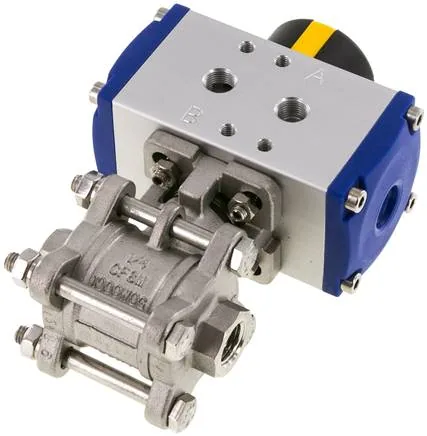 KH 14 P ES-V, Pneumatický kulový kohout z nerezové oceli, G 1/4", dvojčinný, těsnění FKM