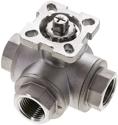 KH 3/12 TF ES, 3cestný kulový kohout, přímo montovatelná příruba G 1/2" Otvor T