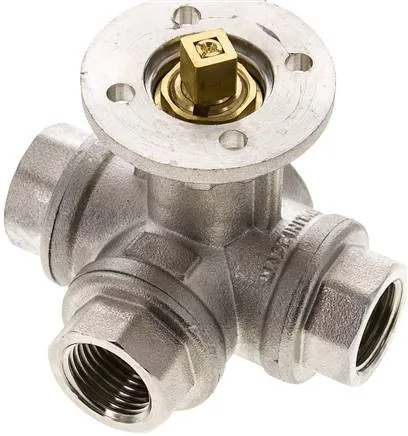 KH 3/12 TF MS, 3cestný kulový kohout, přímo montovatelná příruba G 1/2" Otvor T
