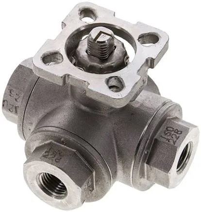 KH 3/14 LF ES, 3cestný kulový kohout, přímo montovatelná příruba G 1/4" Otvor L
