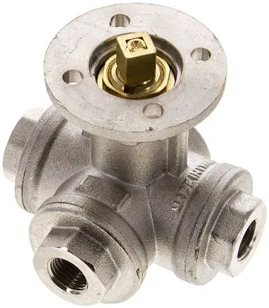 KH 3/14 LF MS, 3cestný kulový kohout, přímo montovatelná příruba G 1/4" Otvor L