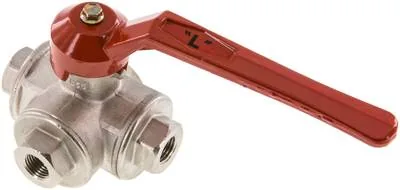 KH 3/14 L MS, 3cestný kulový ventil z mosazi, Otvor L, G 1/4", -0,9 až 55 bar
