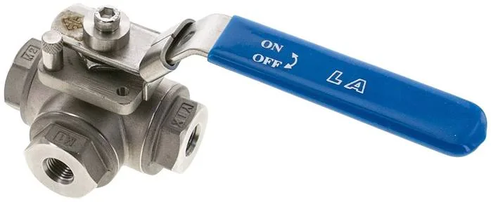 KH 3/14 T ES, 3cestný kulový ventil z nerezové oceli, Otvor T, G 1/4", 0 až 63 bar
