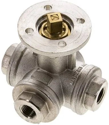 KH 3/14 TF MS, 3cestný kulový kohout, přímo montovatelná příruba G 1/4" Otvor T