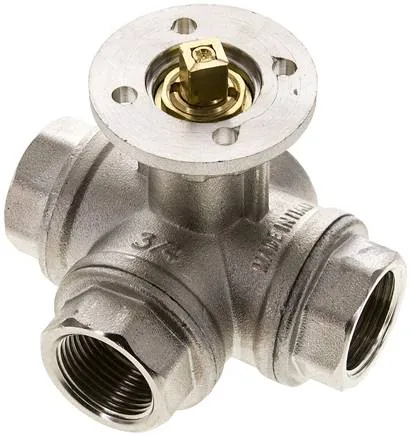 KH 3/34 LF MS, 3cestný kulový kohout, přímo montovatelná příruba G 3/4" Otvor L