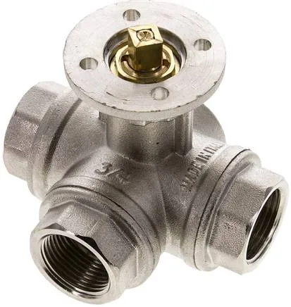 KH 3/34 TF MS, 3cestný kulový kohout, přímo montovatelná příruba G 3/4" Otvor T