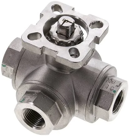 KH 3/38 LF ES, 3cestný kulový kohout, přímo montovatelná příruba G 3/8" Otvor L