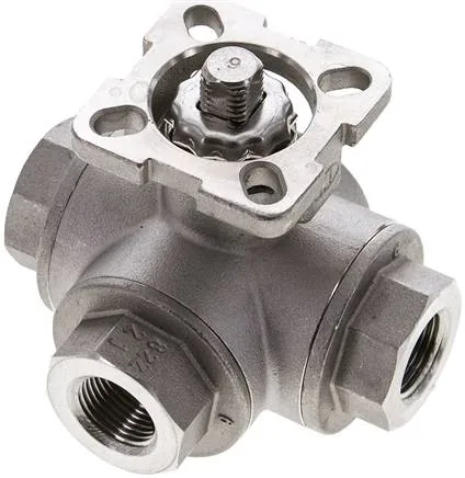 KH 3/38 TF ES, 3cestný kulový kohout, přímo montovatelná příruba G 3/8" Otvor T