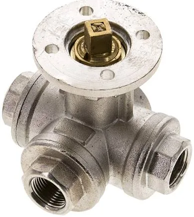 KH 3/38 TF MS, 3cestný kulový kohout, přímo montovatelná příruba G 3/8" Otvor T