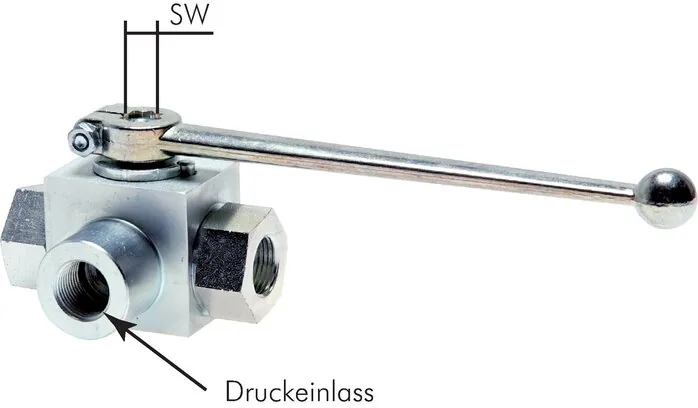 KH 3/20 T HD, Vysokotlaký 3cestný kulový kohout, Otvor T, G 2", 0 až 350 bar