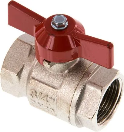 KH 34 B KN, Mosazný kulový kohout, krátký, G 3/4", -0,9 až 40 bar, plný průchod