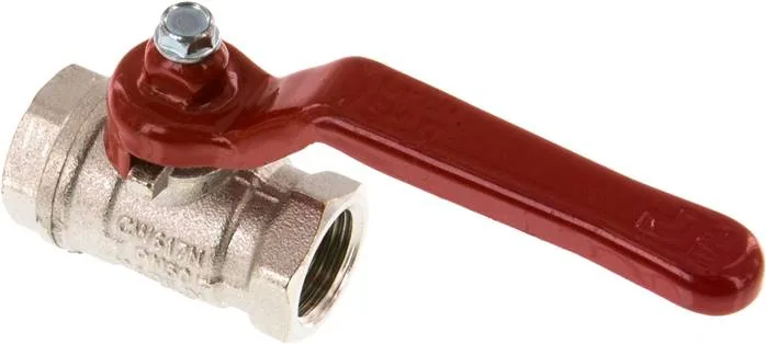 KH 38 B, Mosazný kulový kohout, krátký, G 3/8", -0,9 až 50 bar, plný průchod