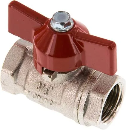KH 38 B KN, Mosazný kulový kohout, krátký, G 3/8", -0,9 až 50 bar, plný průchod