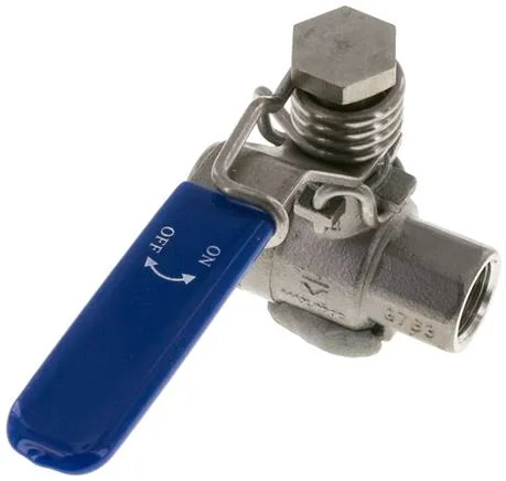 KH 38 FS ES, Kulový kohout z nerezové oceli, Rp 3/8", -0,9 až 63 bar, s uzavírací pružinou