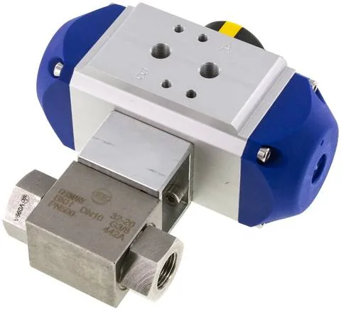 KH 38 HD P FS ES, Pneumatický vysokotlaký kulový kohout, Pružina – zavírající, G 3/8", Nerezová ocel 1.4571