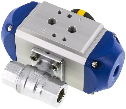 KH 38 P FS-V, Pneumatický kulový kohout mosazný, G 3/8", Uzavírací pružina, těsnění FKM