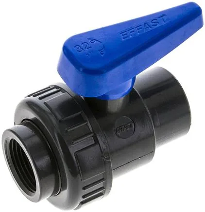 KHER 10 WASSER, Kulový kohout jednokroužkový, PVC-U / EPDM, Rp 1" (provedení na vodu)
