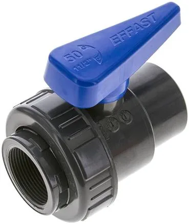 KHER 112 WASSER, Kulový kohout jednokroužkový, PVC-U / EPDM, Rp 1-1/2" (provedení na vodu)