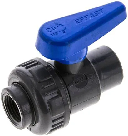 KHER 12 WASSER, Kulový kohout jednokroužkový, PVC-U / EPDM, Rp 1/2" (provedení na vodu)