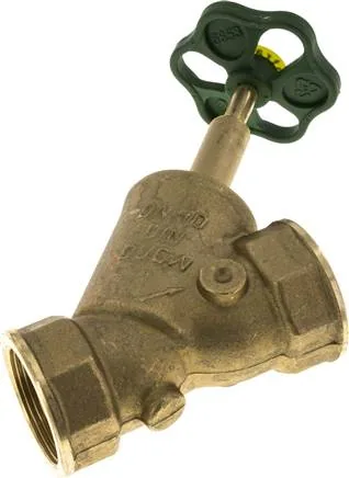 MUA 112 SS, Uzavírací ventil se zkoseným sedlem, Rp 1-1/2", PN 10, mosaz, DVGW