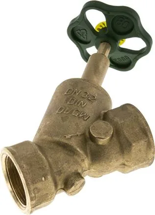 MUA 114 SS, Uzavírací ventil se zkoseným sedlem, Rp 1-1/4", PN 10, mosaz, DVGW