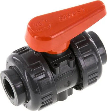 PVCKH 16 FKM, Kulový kohout s mufnou ke vlepení, PVC-U / FKM, 16 mm (průmyslové provedení)