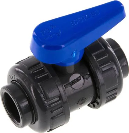 PVCKH 20 WASSER, Kulový kohout s mufnou ke vlepení, PVC-U / EPDM, 20 mm (provedení do vody)