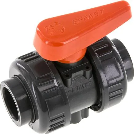 PVCKH 25 EPDM, Kulový kohout s mufnou ke vlepení, PVC-U / EPDM, 25 mm (průmyslové provedení)