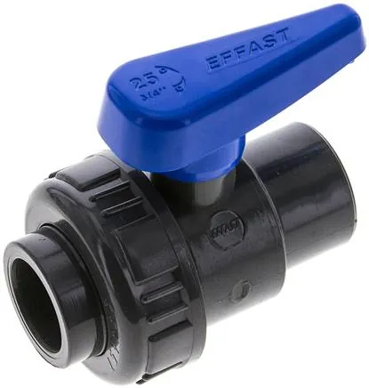PVCKHER 25 WASSER, Kulový kohout z PVC-U s jednokroužkovými mufnami k vlepení, PVC-U, 25 mm (provedení na vodu)