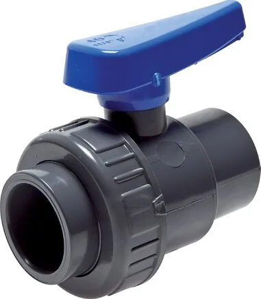 PVCKHER 75 WASSER, Kulový kohout z PVC-U s jednokroužkovými mufnami k vlepení, PVC-U, 75 mm (provedení na vodu)