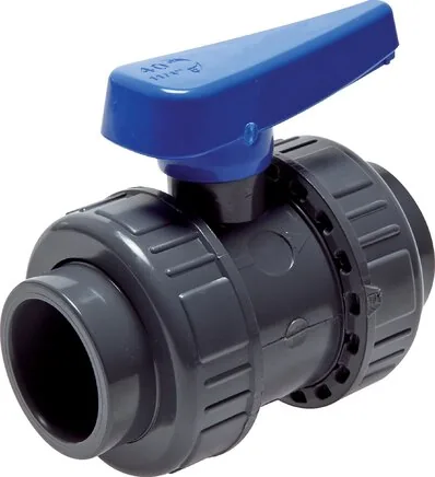 PVCKH 110 WASSER, Kulový kohout s mufnou ke vlepení, PVC-U / EPDM, 110 mm (provedení do vody)