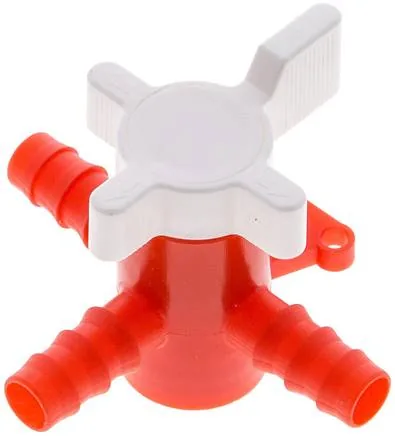 SHT 10 ROT, 3cestný laboratorní hadicový kohout (PE/PP), 10 mm, díra T