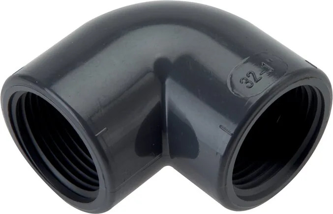 W 40 PVC, Úhel 90° s vnitřním závitem - PVC-U (pouze pro plastové závity), PN 16