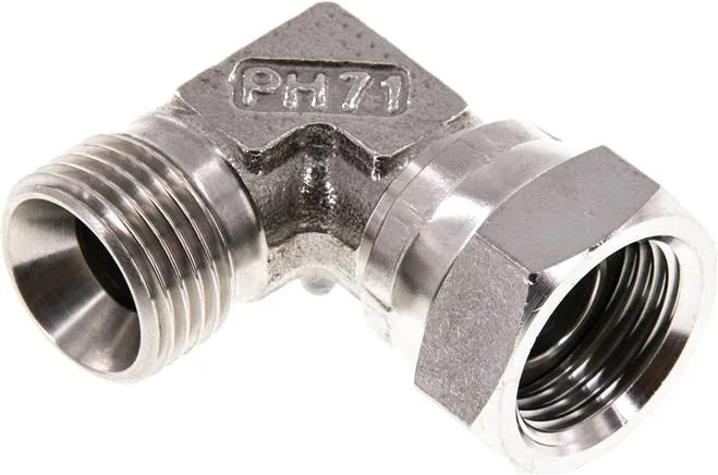 WE 12 HD ES, Úhlové šroubení 90° se závitem G (60° univerzální těsnicí kužel, vnitřní/vnější), do 475 bar