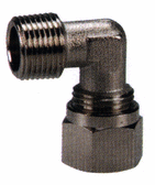 L-šroubení s vnějším kuželovým závitem (s řezným kroužkem, poniklovaná mosaz)